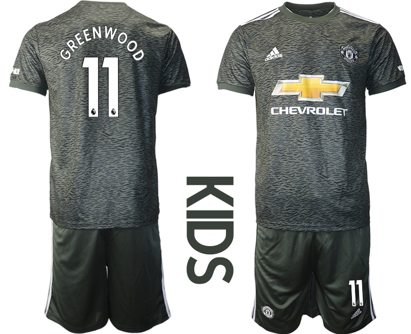 Youth 2020-2021 club Manchester United away #11 black Soccer Jerseys